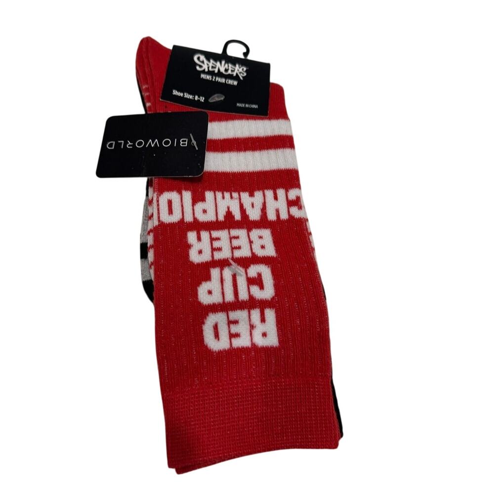 SPENCER'S Two pair of Men's Crew Socks NWT Fits Shoe Size 8 - 12